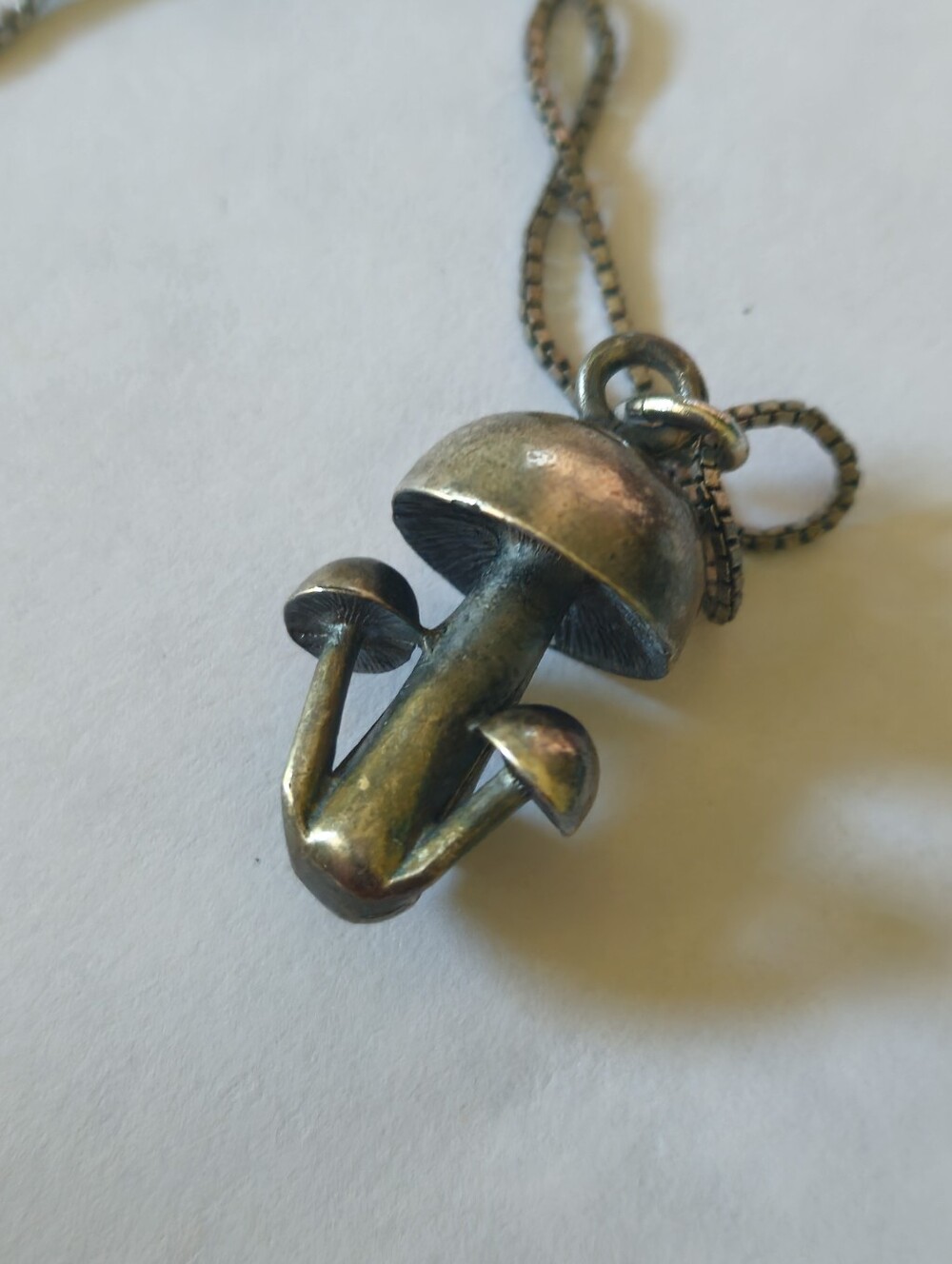 Rare Vintage 70's 4 Mushroom Sterling Silver Necklace - Picture 3 of 7
